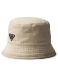 Prada logo-plaque denim bucket hat - Neutrals