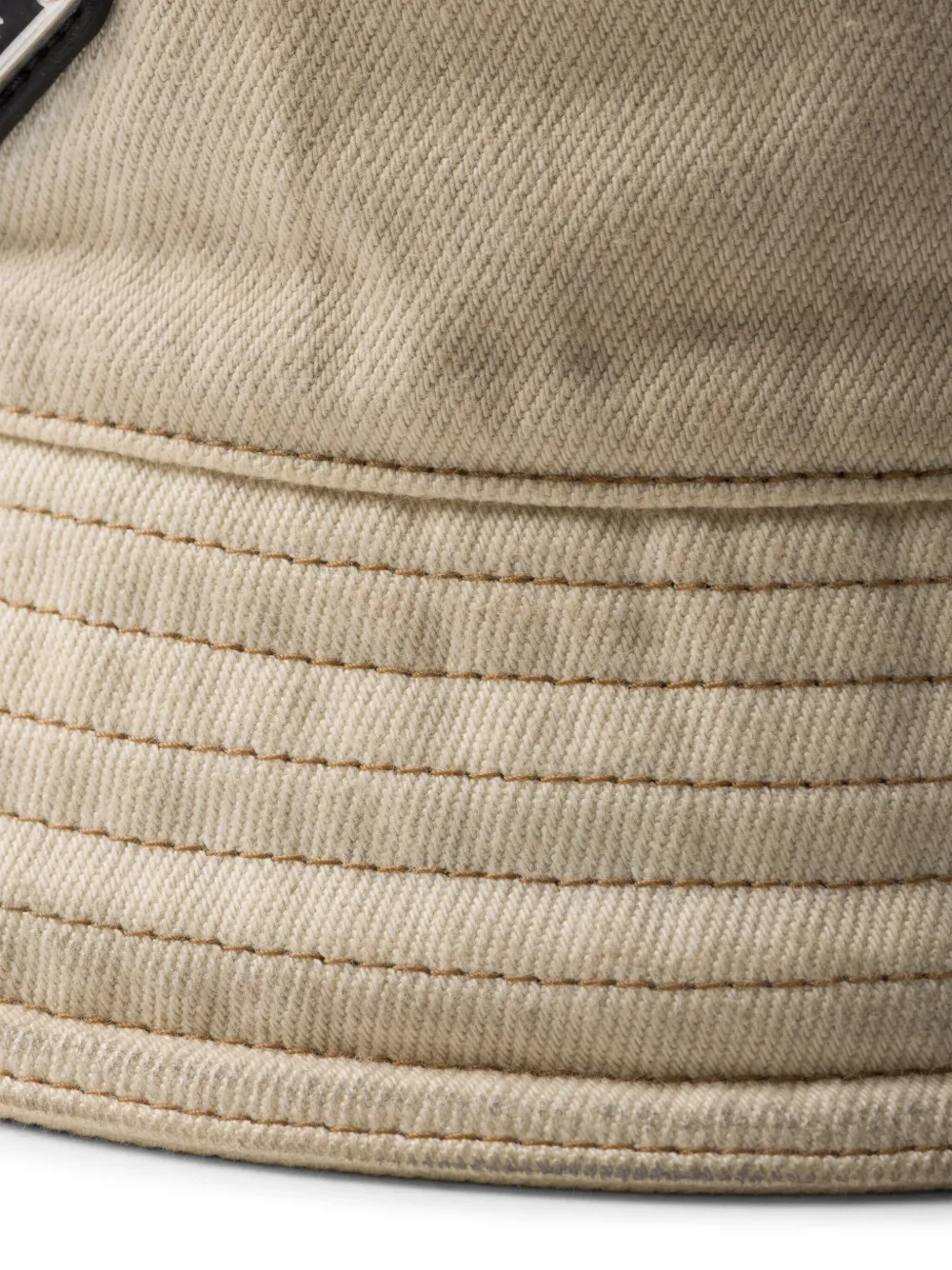 PRADA LOGO-PLAQUE DENIM BUCKET HAT