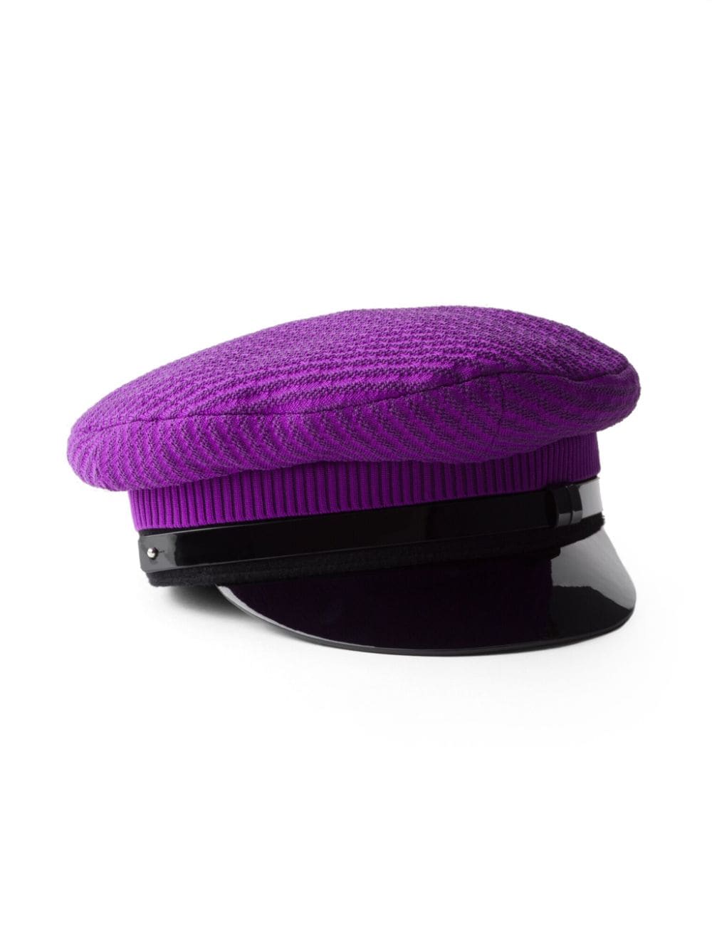 Shop Prada Logo-plaque Knitted Beret In Purple