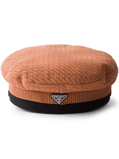 Prada logo-plaque knitted beret