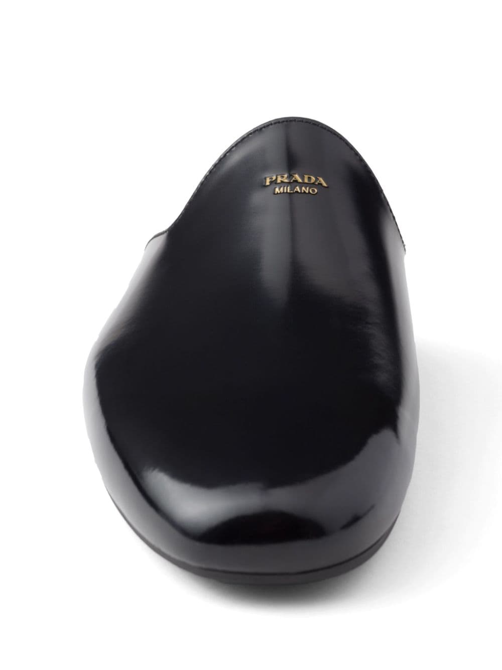 Shop Prada Logo-embossed Brushed Leather Slippers In Black