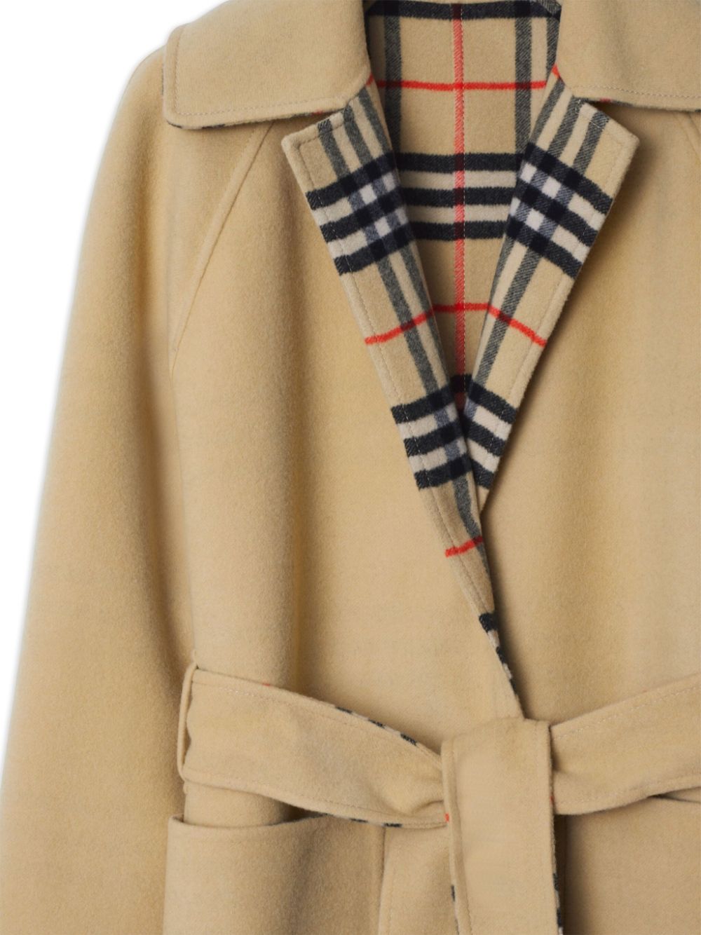 Cheap Burberry Check wool reversible coat Women