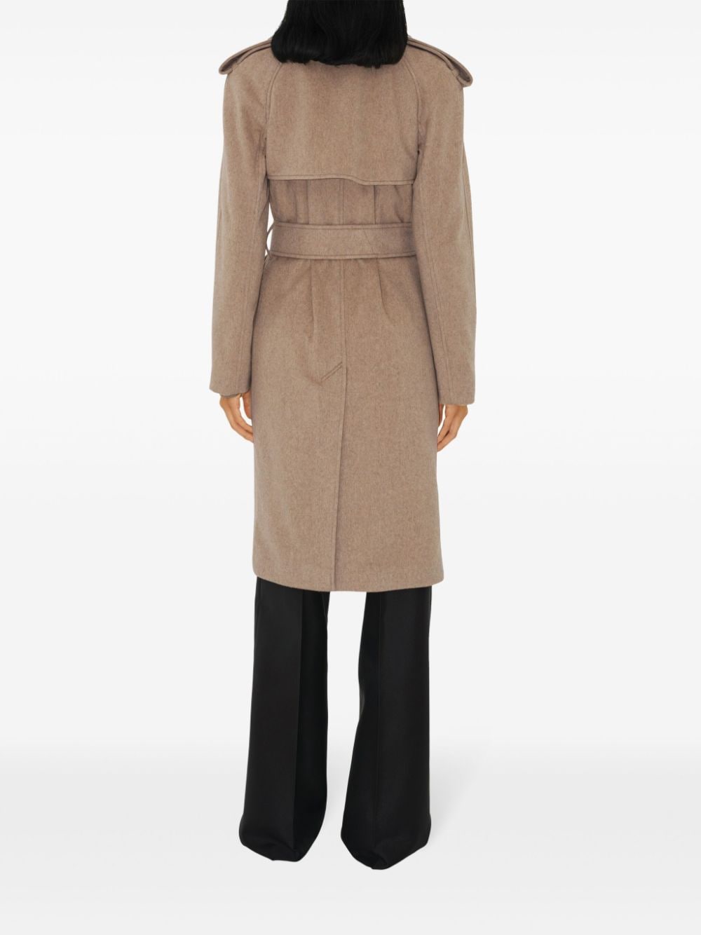 Shop Burberry Cashmere Wrap Coat In 褐色