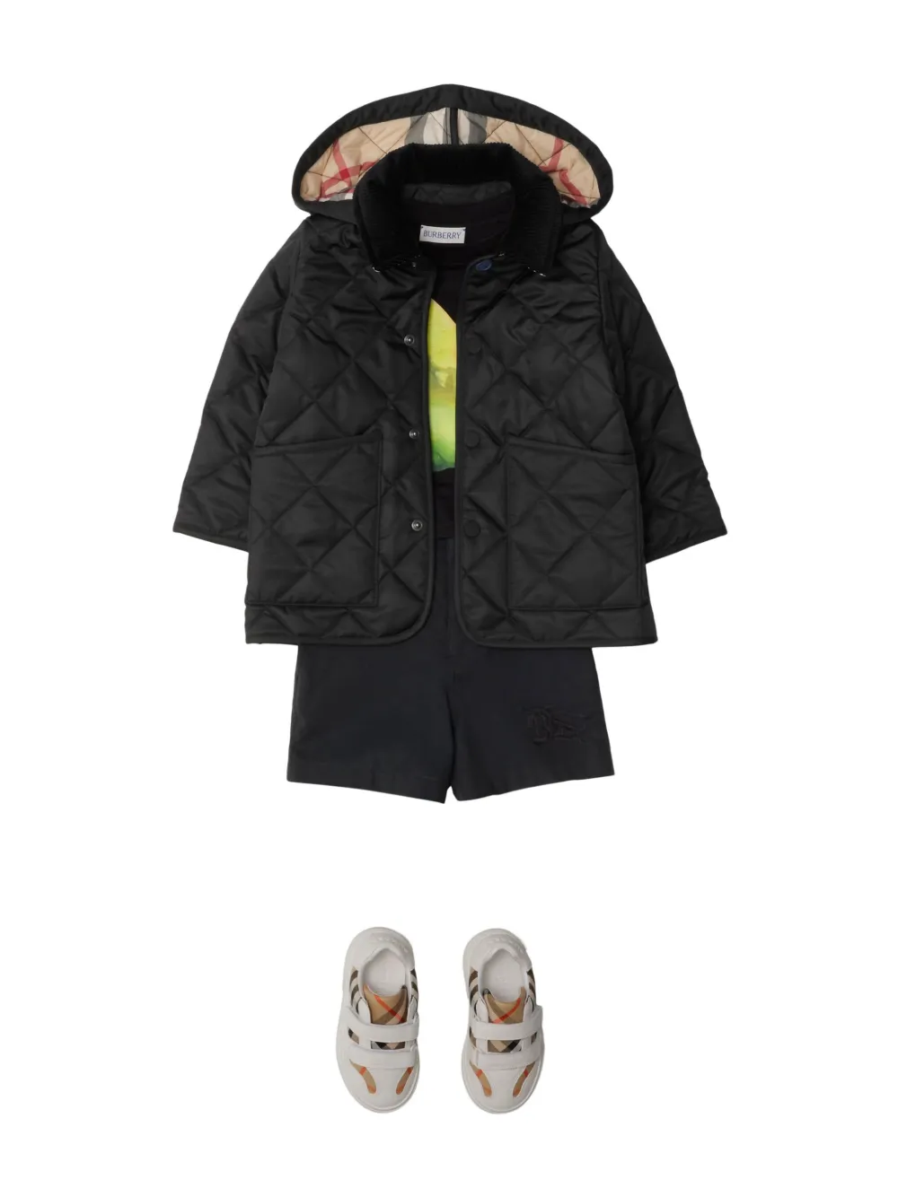 Burberry Kids Jack met ribfluwelen kraag Zwart