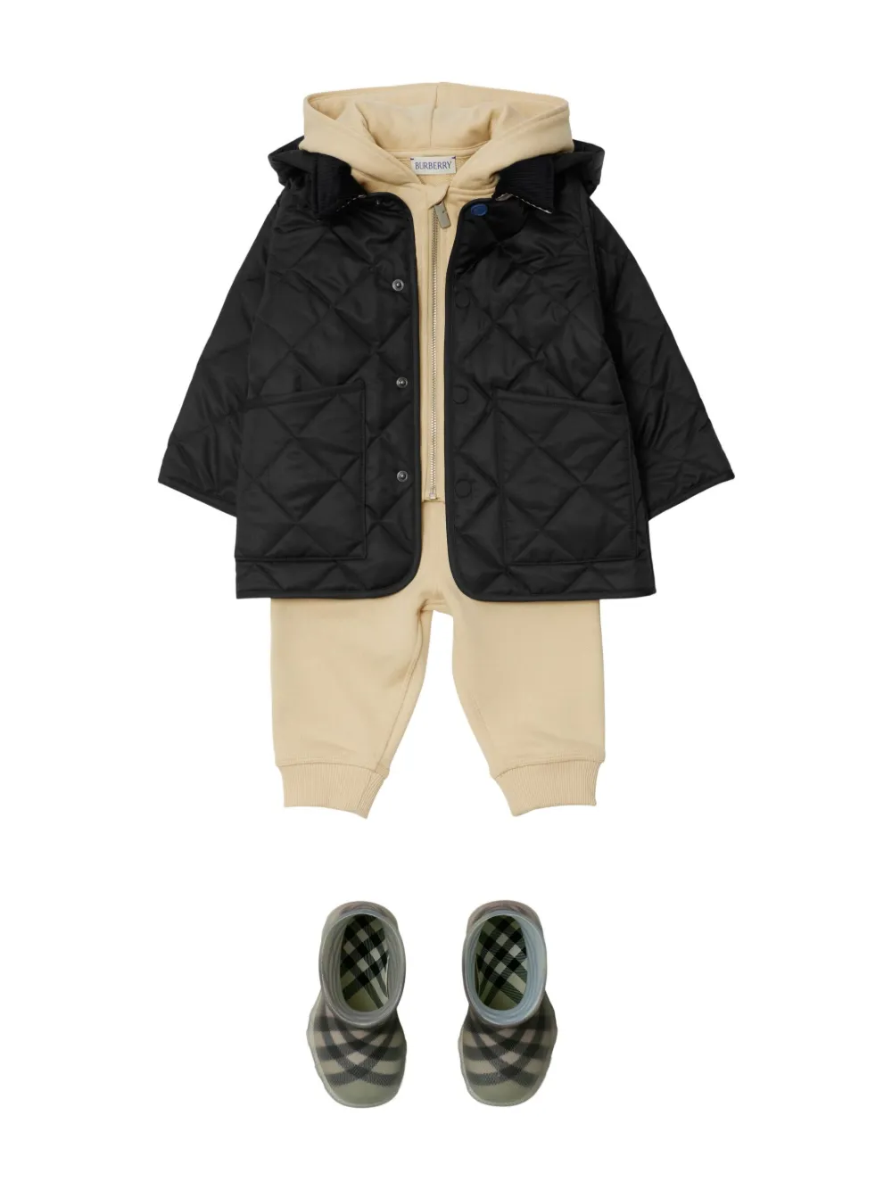Burberry Kids Jack met ribfluwelen kraag Zwart