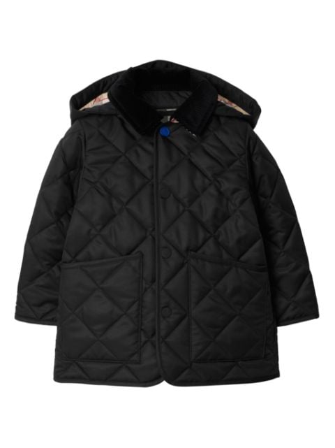 Burberry Kids corduroy-collar quilted jacket