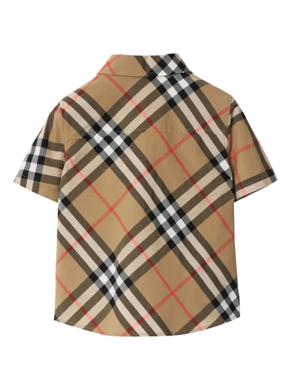 Burberry Kids Checked Cotton Shirt | Neutrals | FARFETCH
