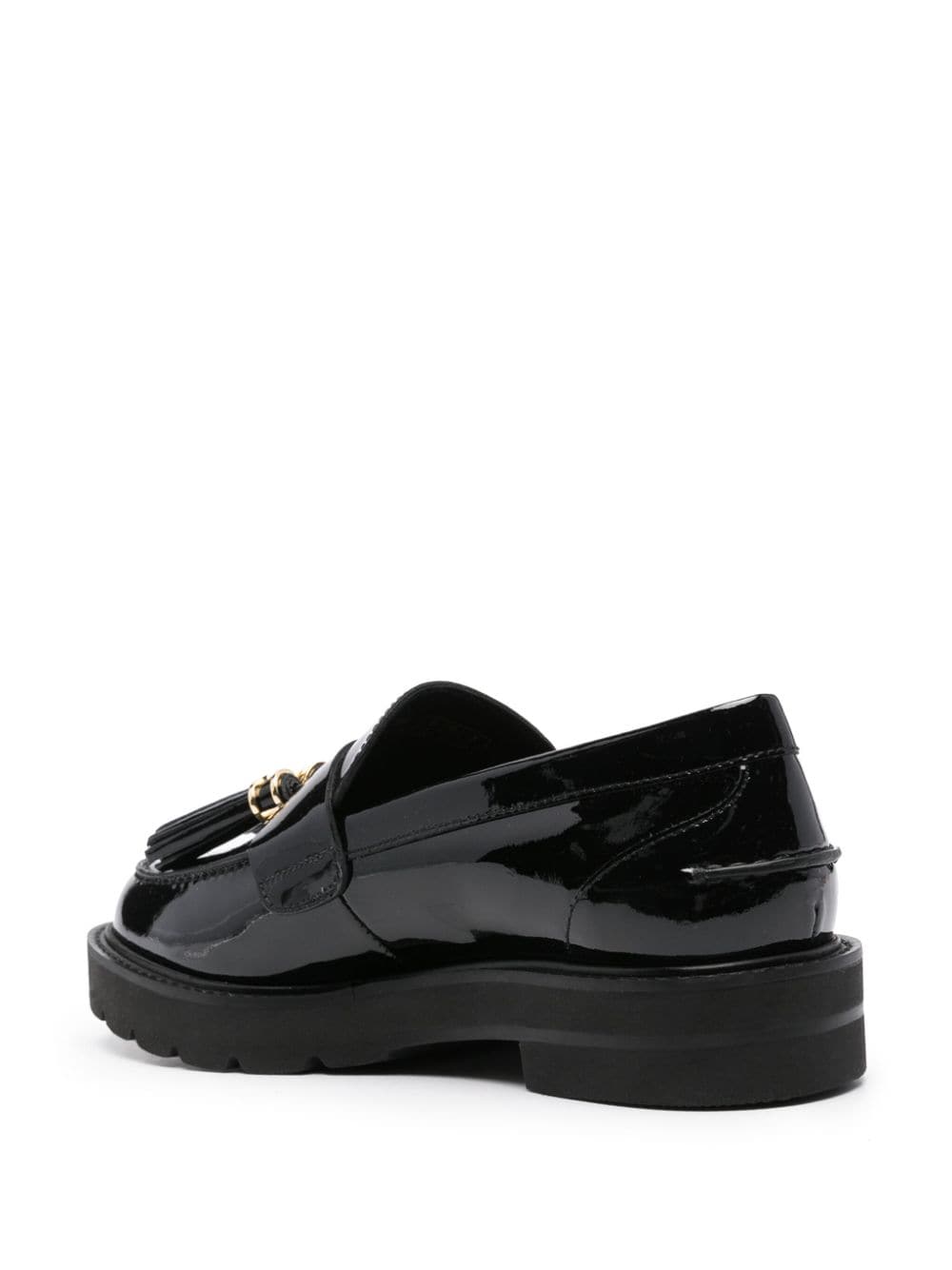 Shop Stuart Weitzman Parker Patent-leather Loafers In Black