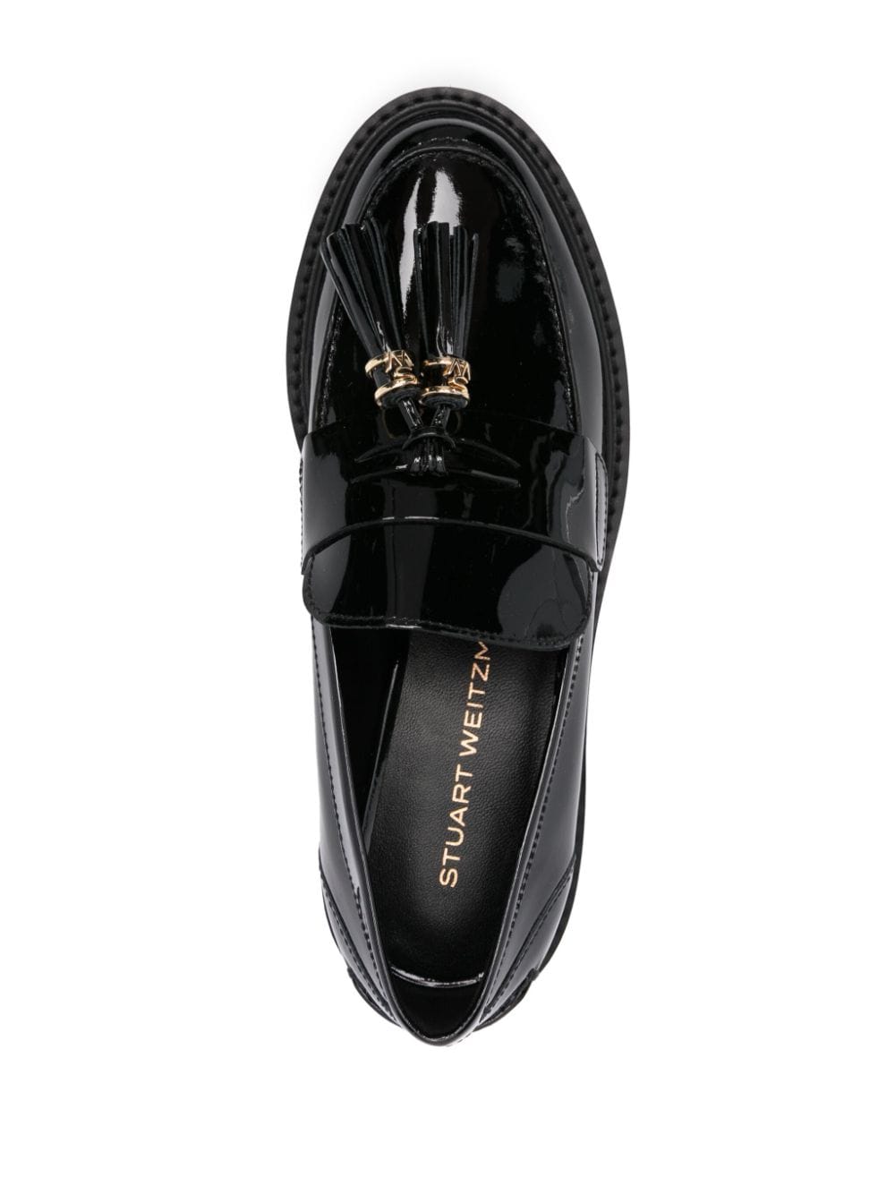 Shop Stuart Weitzman Parker Patent-leather Loafers In Black