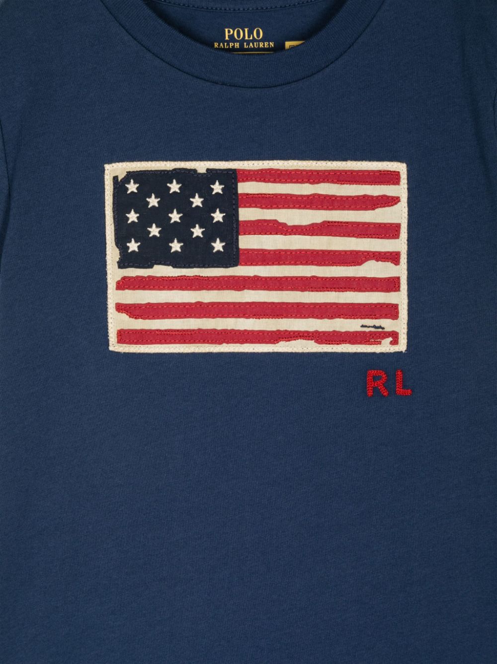 Shop Ralph Lauren Flag-appliqué Cotton T-shirt In 蓝色