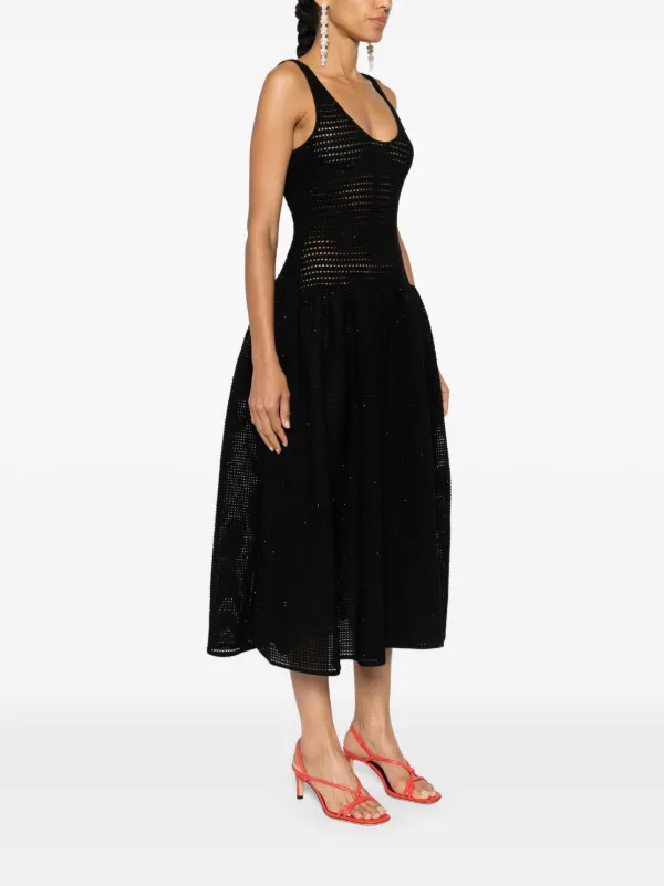 Self Portrait Eyelet Crochet store Sheer Paneled Sleeveless Midi Dress size 2 $625