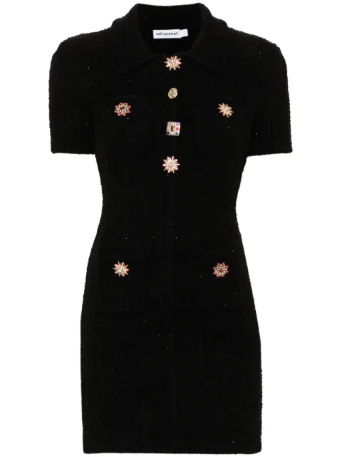 Self-Portrait jewel-buttons knitted mini dress