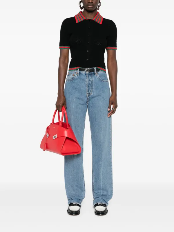 Gucci logo-patch Straight Jeans | Blue | FARFETCH