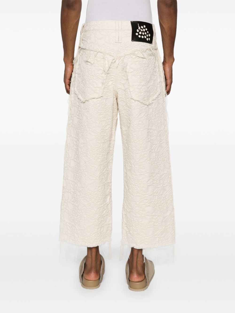 Shop Federico Cina Patterned-jacquard Straight Trousers In Neutrals