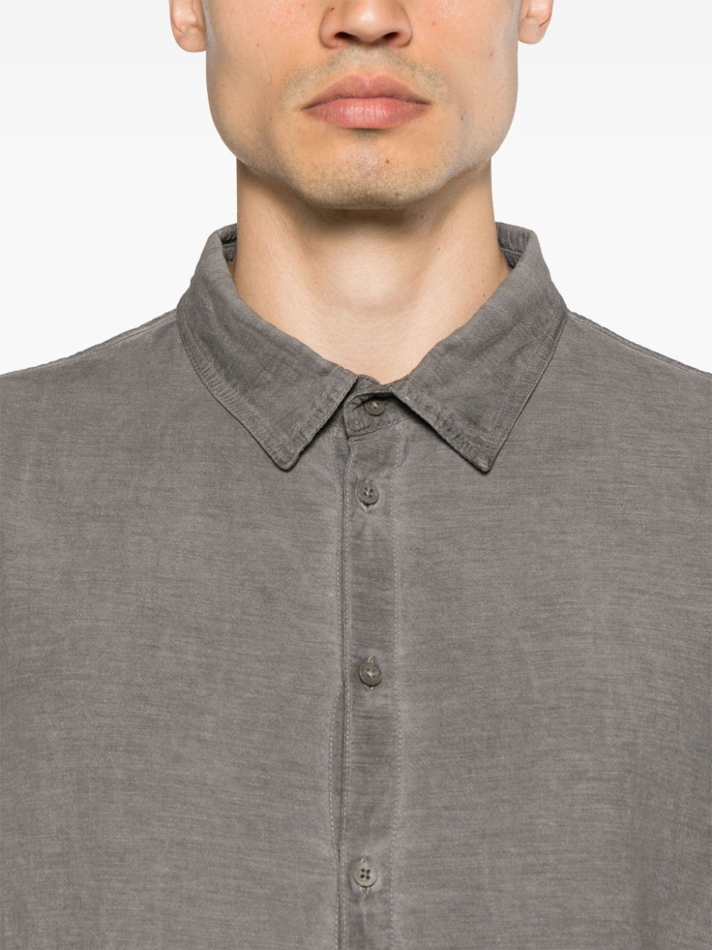 Shop Poème Bohèmien Classic-collar Buttoned Shirt In Grey