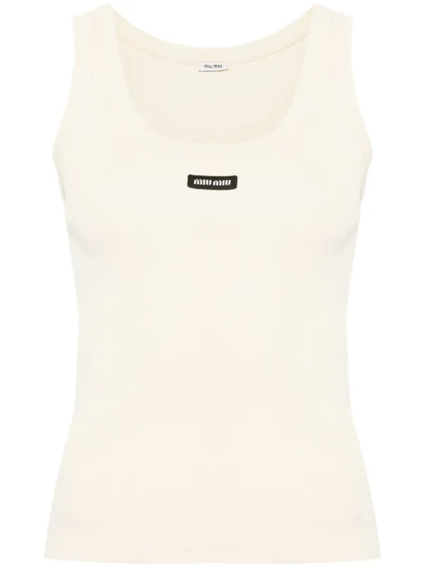 Miu Miu logo-patch Ribbed Tank Top - Farfetch