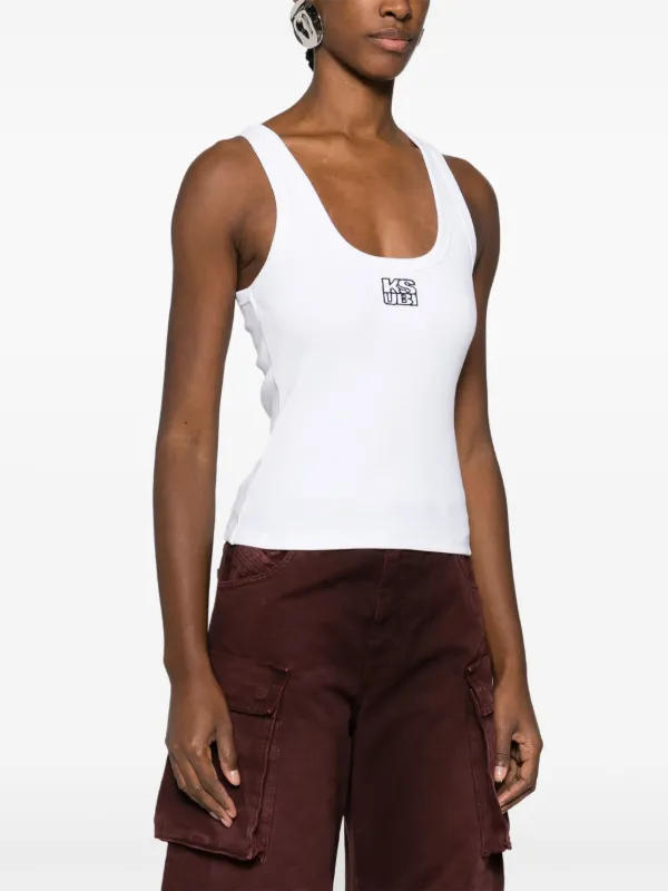 KUP❤️ Ksubi Stacked Origin Ribbed Tank Top | White | FARFETCH ZA
