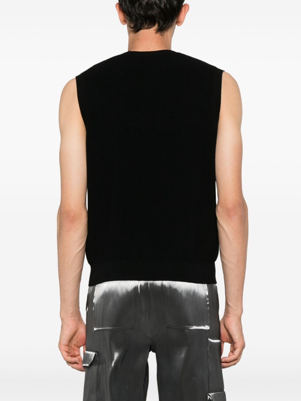 Shop Coperni Triangle Sleeveless Knitted Top In Black