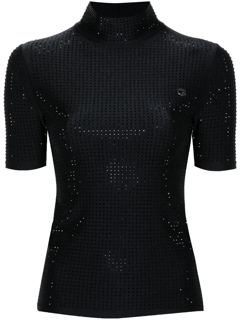 Coperni Crystal-embellished High-neck T-shirt In Black