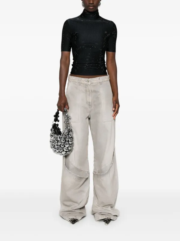 Coperni crystal-embellished high-neck T-shirt | Black