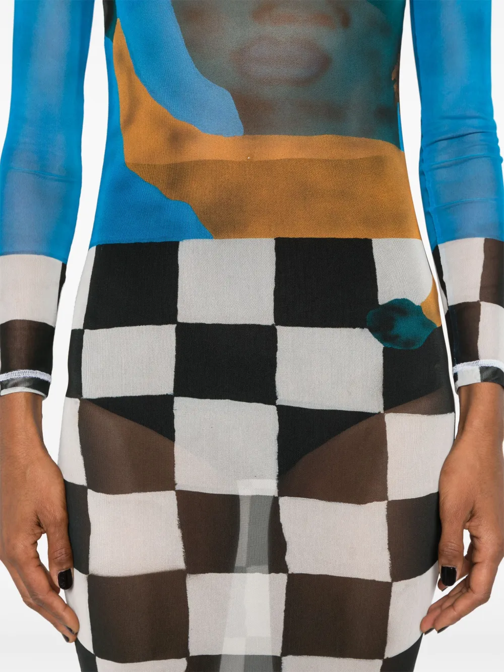 Charles Jeffrey Loverboy Mesh Midi Dress In Blue