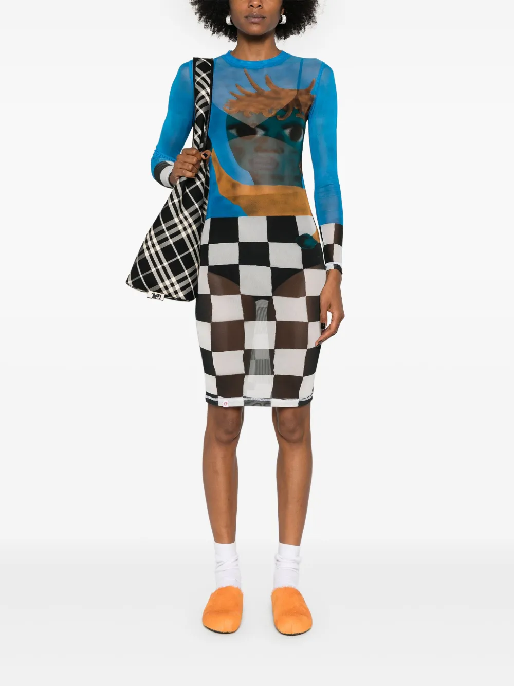 Charles Jeffrey Loverboy Jurk met mesh - Blauw