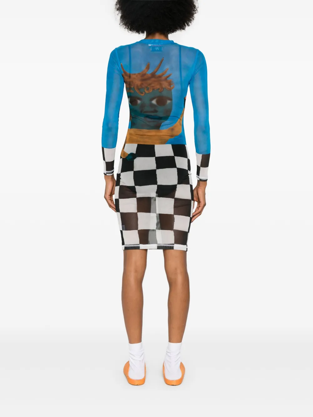 Charles Jeffrey Loverboy Mesh Midi Dress In Blue