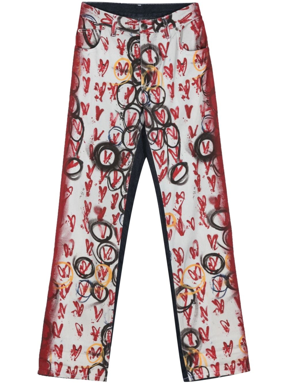Charles Jeffrey Loverboy Exclusive Painted Art Cotton Jeans In Neutral
