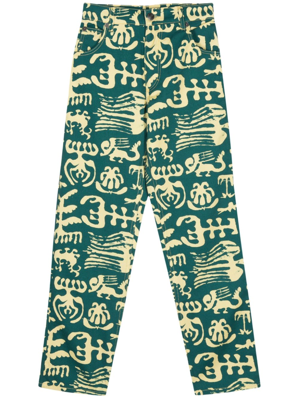 Charles Jeffrey Loverboy Art Logo-patch Jeans In Green