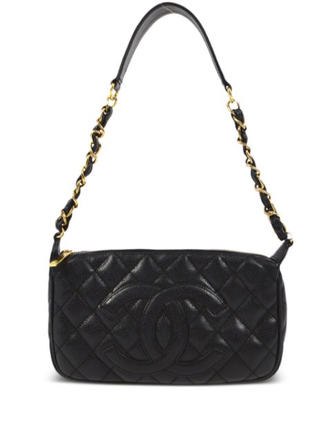 Affordable HOT SALE CHANEL 2002 CC patch diamond-quilted shoulder bag Women