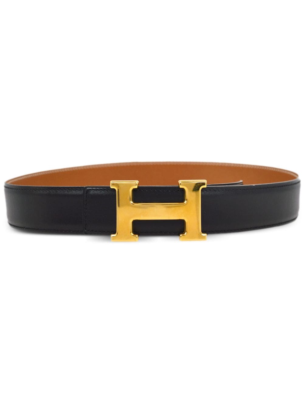 Pre-owned Hermes 1995 Constance Reversible Belt In Black