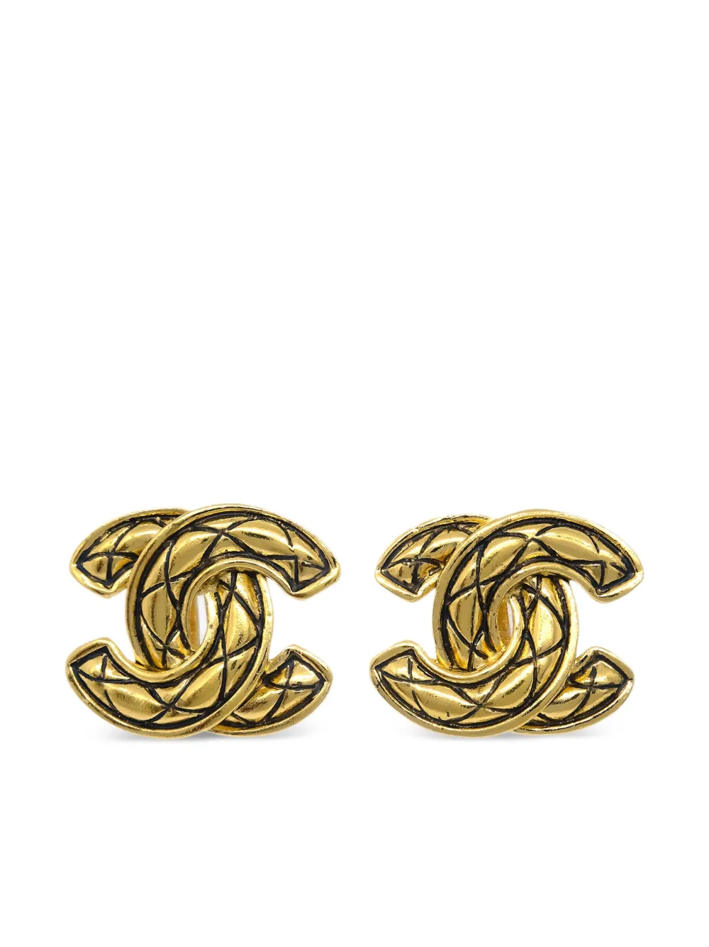 Pre-owned Chanel 2012 Gold Plated Cc Clip-on Earrings