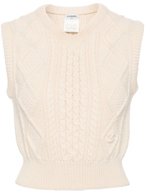 CHANEL 1996 cable-knit wool vest Women