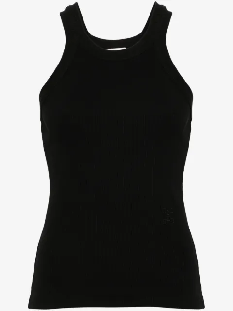Closed logo-embroidered ribbed tank top