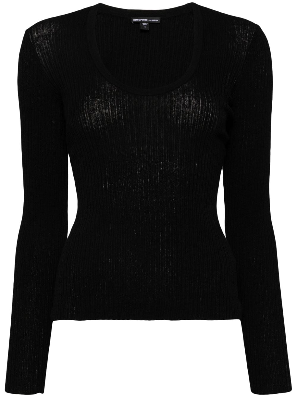 James Perse Long-sleeve Ribbed-knit Top In Black