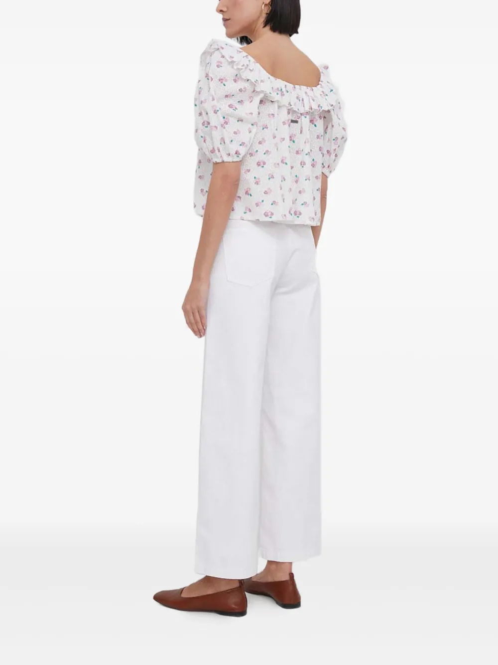 Barbour Off-shoulder top met bloemenprint Wit