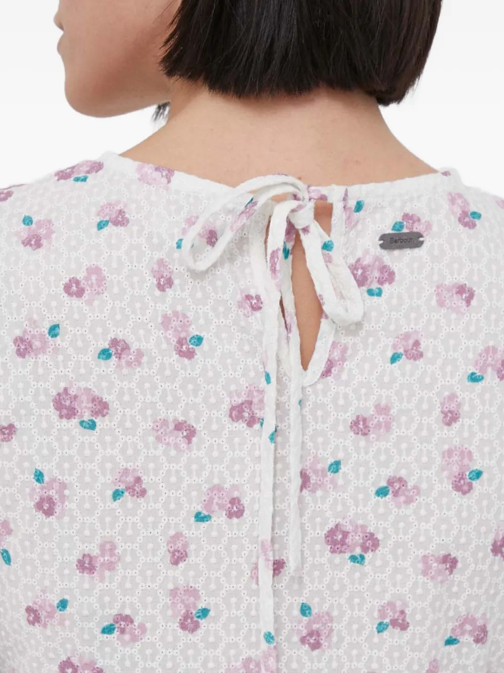 Barbour Short-sleeves Floral Midi Day Dress In White