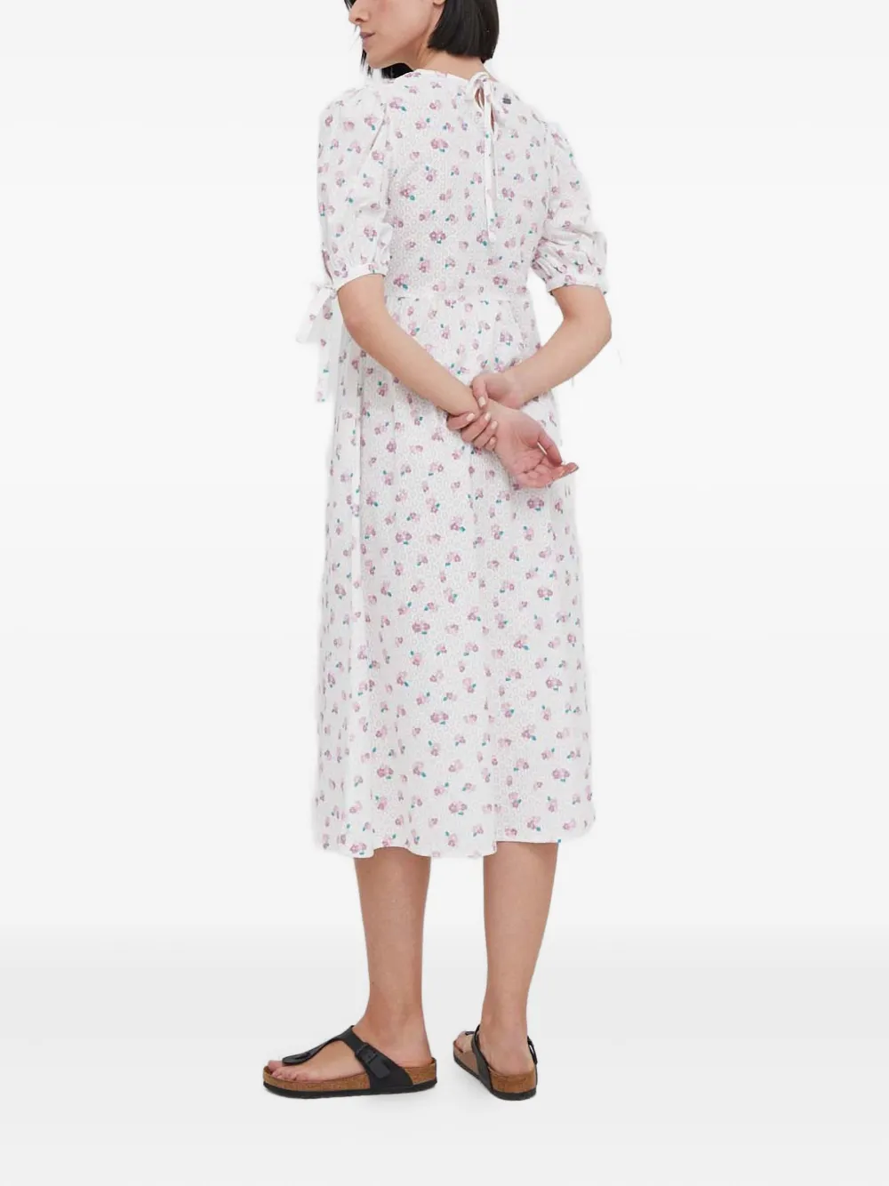 Barbour Midi-jurk met korte mouwen en bloemenprint - Wit