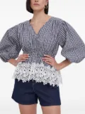 Barbour gingham lace-trimmed top - Blue