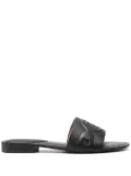 Lauren Ralph Lauren logo-embossed leather slides - Black