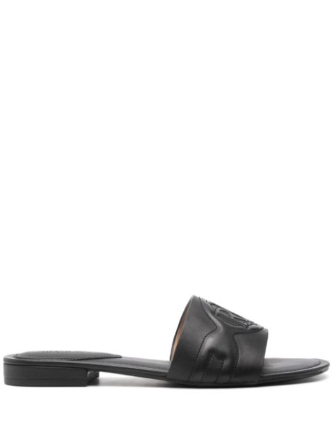 Lauren Ralph Lauren logo-embossed leather slides Women