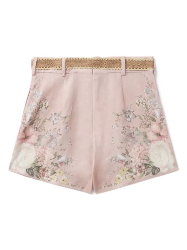 ZIMMERMANN Waverly floral-print Linen Shorts | Pink