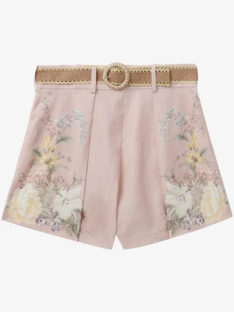 ZIMMERMANN Waverly Leinenshorts mit Blumen-Print