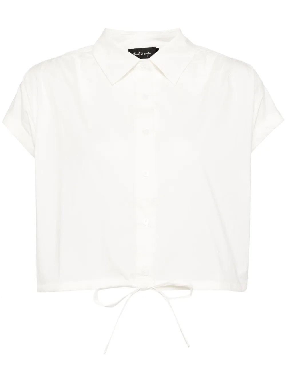 Tout a coup Gestreepte cropped blouse met kapmouwen Wit