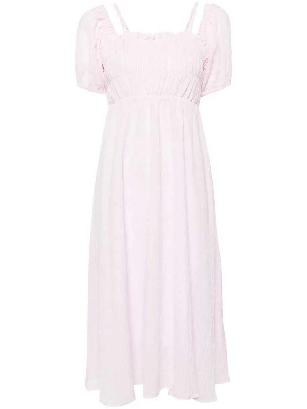 Tout A Coup Puff Sleeves Mid-lenght Dress In Pink