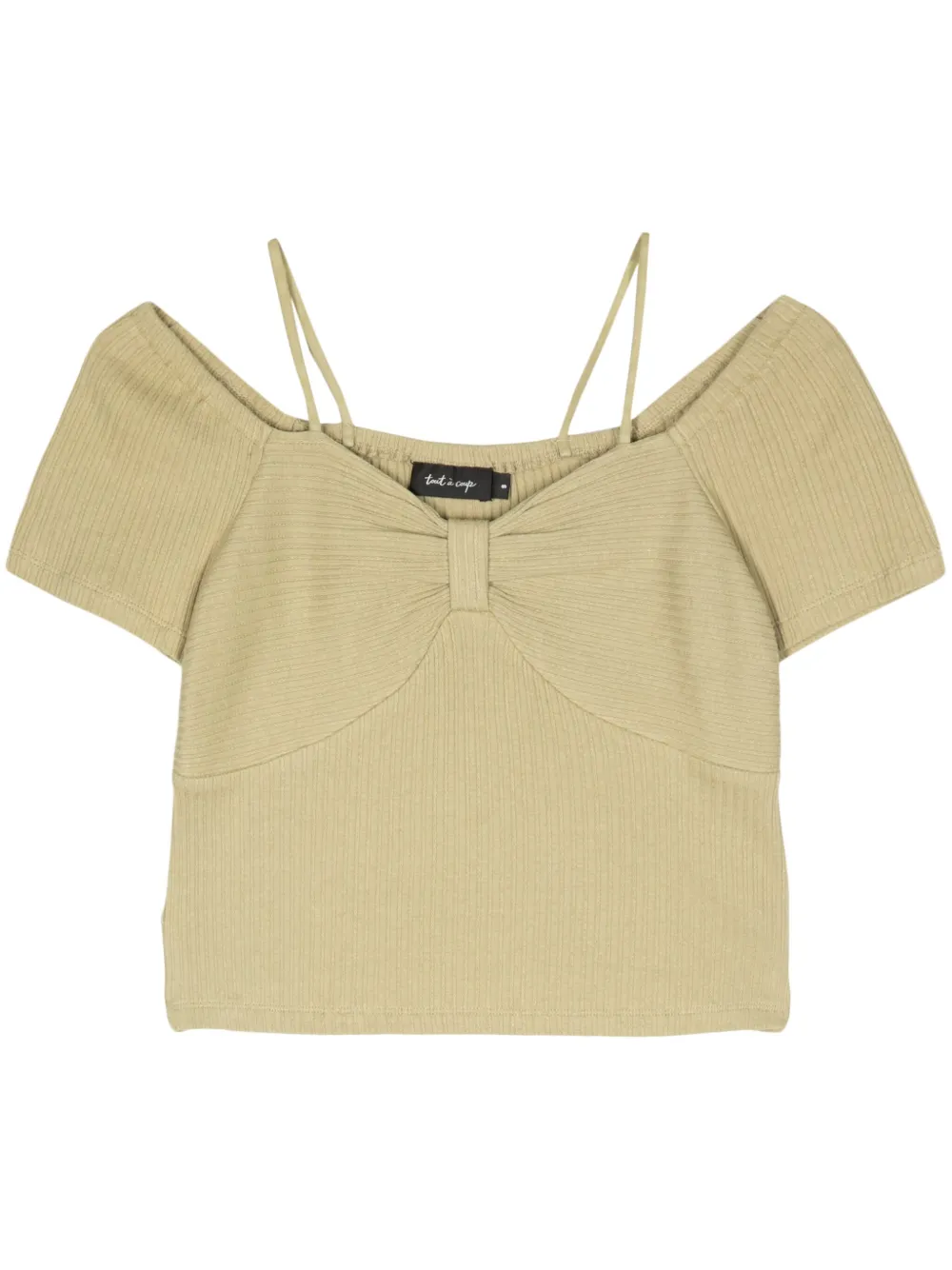 Tout A Coup Gathered-detail Ribbed Crop Top In Neutral