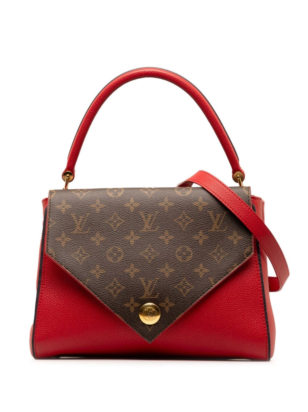 Pre-owned Louis Vuitton 2016 Monogram Double V Satchel In Red