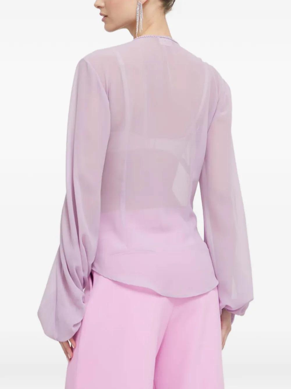  Blugirl Sequin-embellished V-neck Blouse - Purple 