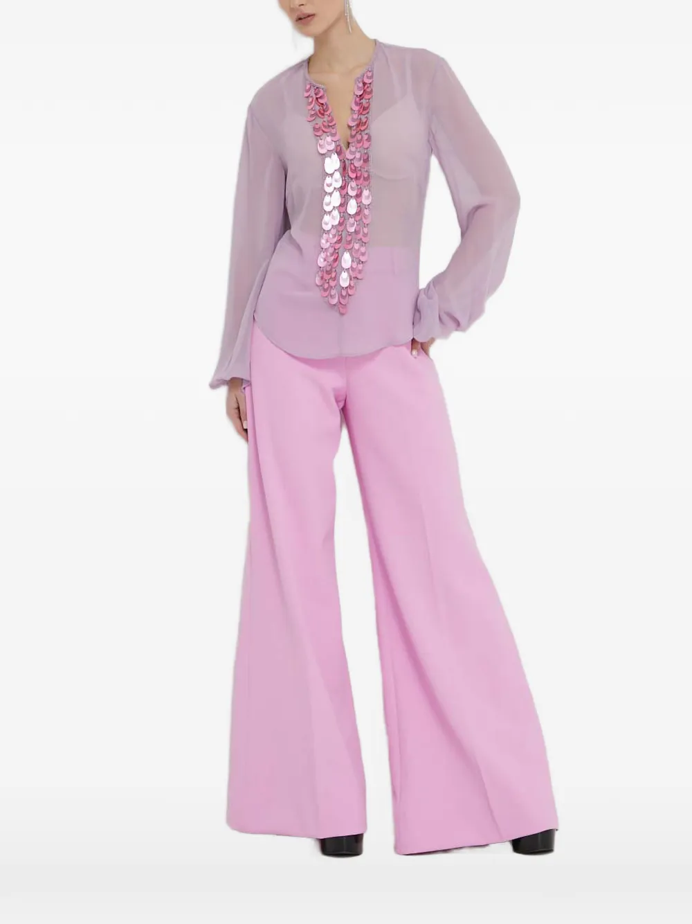 Blugirl sequin-embellished V-neck blouse - Viola