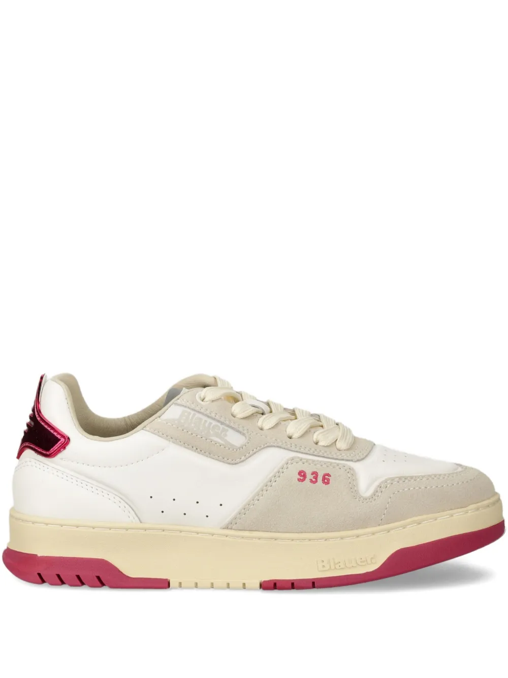 Blauer panelled lace-up sneakers White